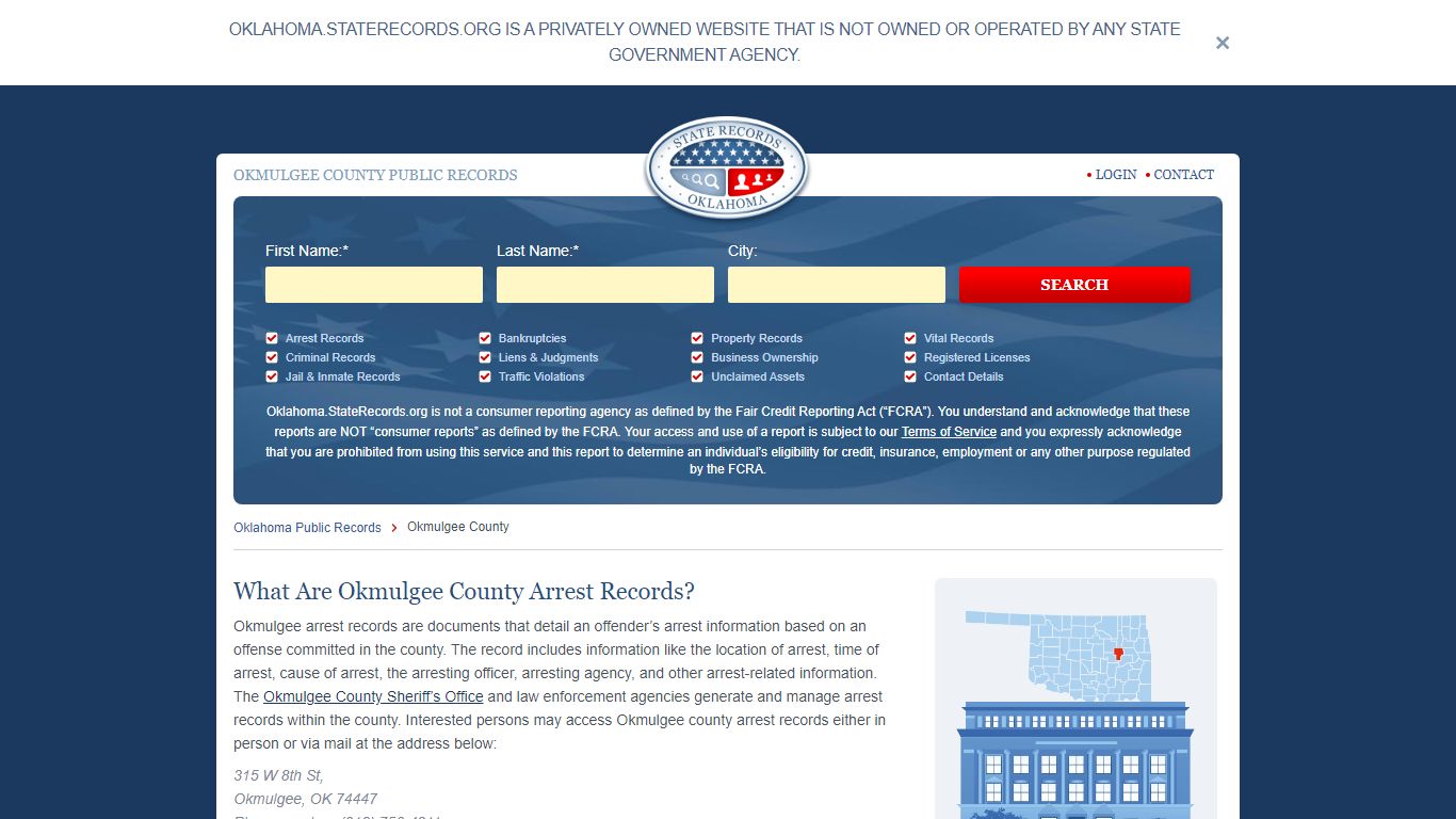 Okmulgee County Arrest, Court, and Public Records | StateRecords.org